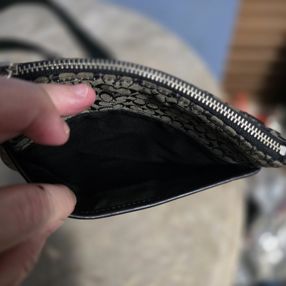 Coach Signature Canvas and Leather Black and Gray Crossbody Bag - Picture 5 of 10